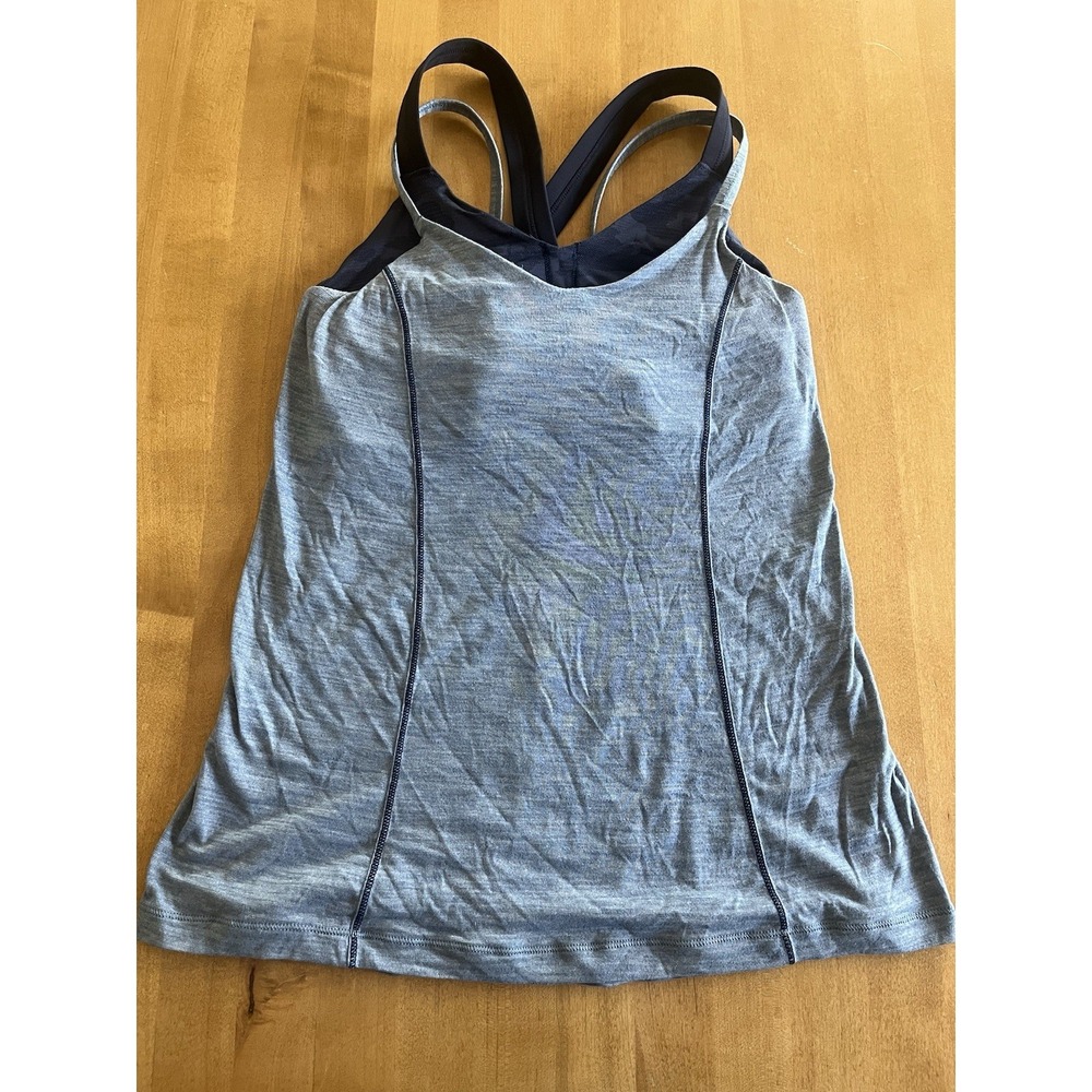 Lululemon Run For The Gold Tank Top Heathered Blue Women's Size 6 Athletic Run